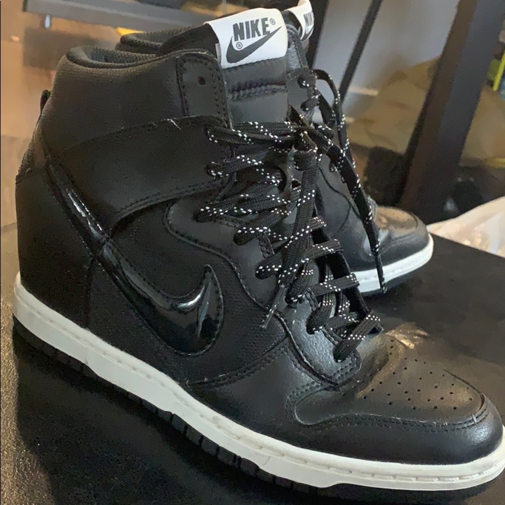 Nike Black Leather Dunk Sky Hi Essential Wedge.